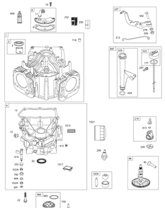 Engine Assembly 1 Diagram and Parts List for GT1554VT 14VR13CK009-14VR13CK010 Cub Cadet Lawn Tractor